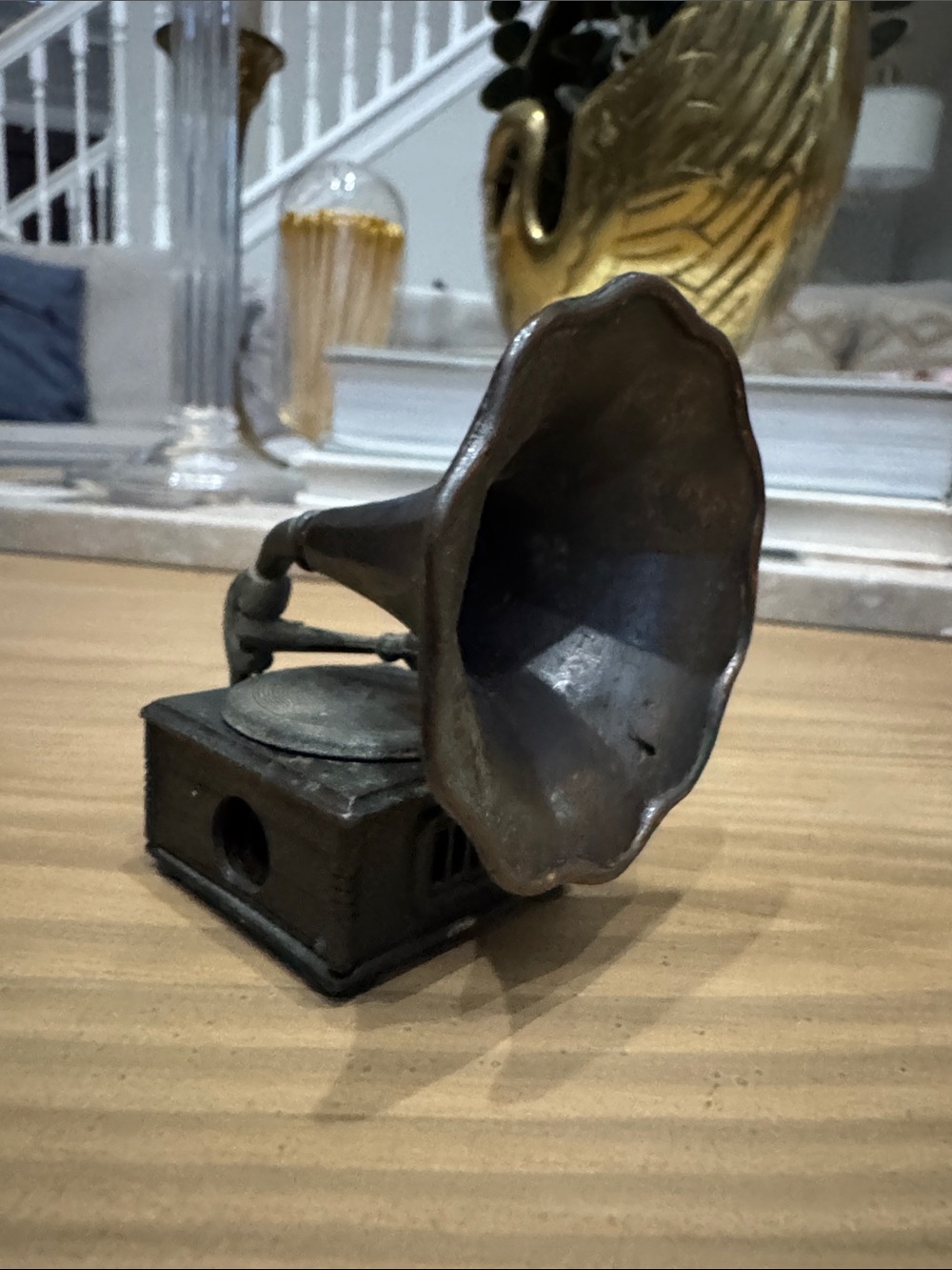 Antique-Style Brass Gramophone pencil sharpener